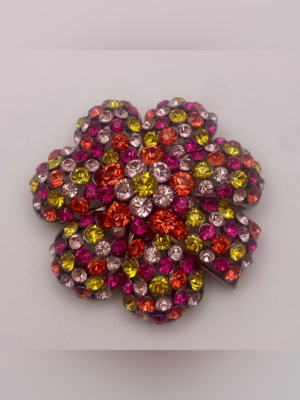 Joan Rivers Classics Collection Domed Flower Brooch Rhinestone